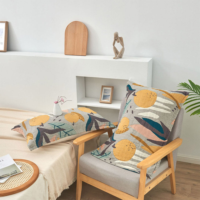 Ownkoti Boho Oreiller, Serviette et Couvre-lit en Coton Imprimé Fruits (2 Pièces)