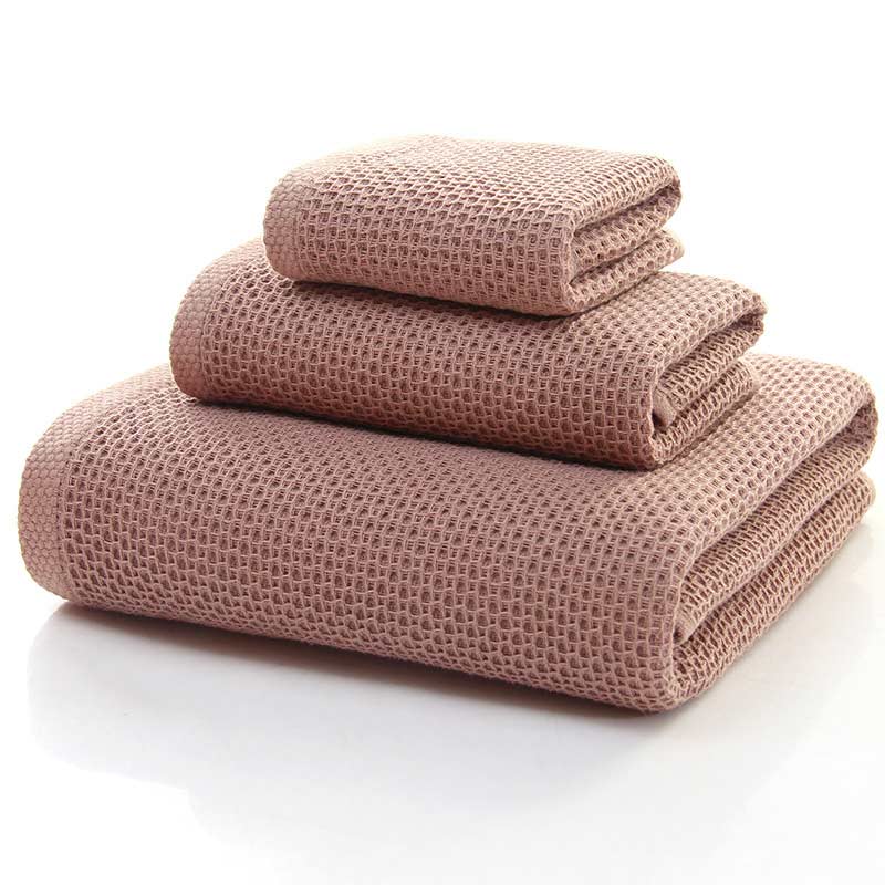 Serviettes en coton simples Ownkoti, lot de 3 serviettes carrées à motif nid d'abeille