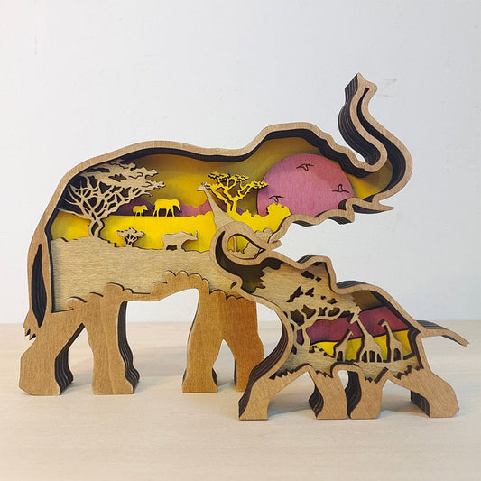Décoration créative d'animaux de la forêt Ownkoti – Famille d'éléphants