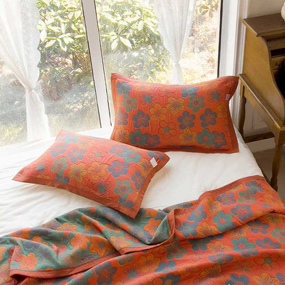 Couette réversible « Splendid Flower » en coton jacquard