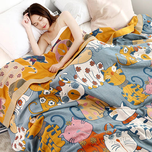 Couette réversible en coton Ownkoti avec un joli motif de dessin animé animalier