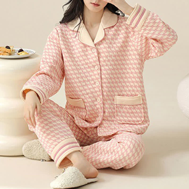 Ensemble pyjama chic en coton avec patte de boutonnage