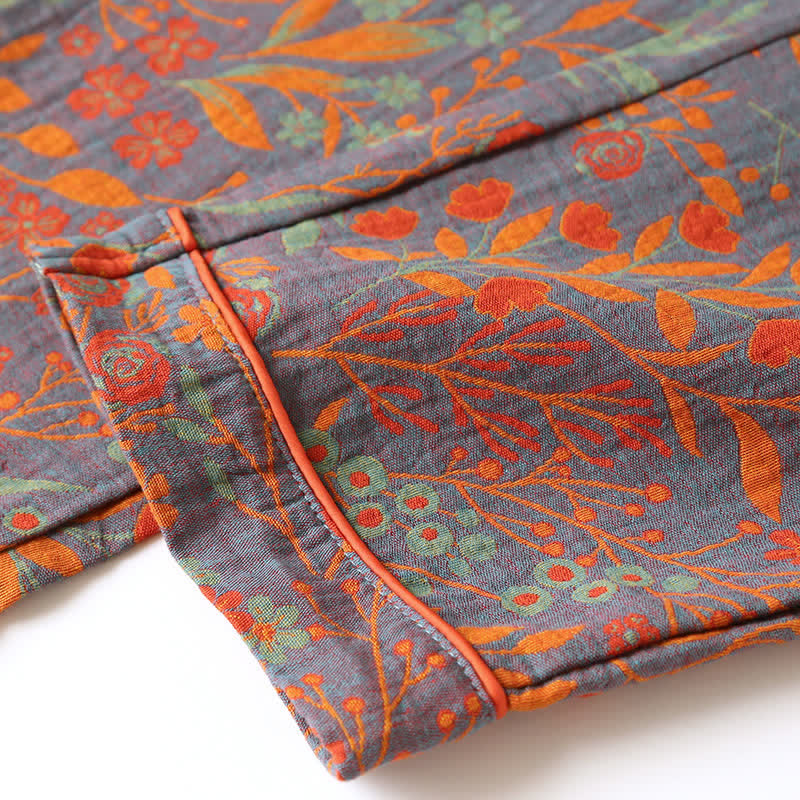 Ensemble de vêtements d'intérieur vintage en coton à motif de feuilles et revers - image 8