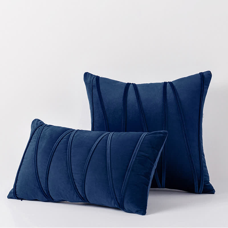 Housse de coussin décorative en velours doux à motif rayé