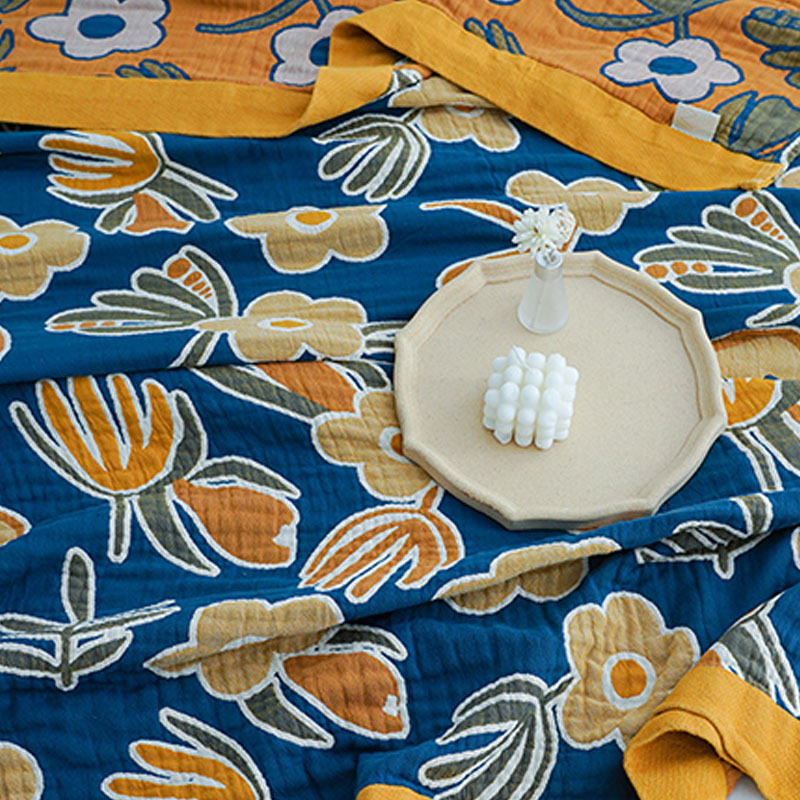 Couette double face en coton à motif floral