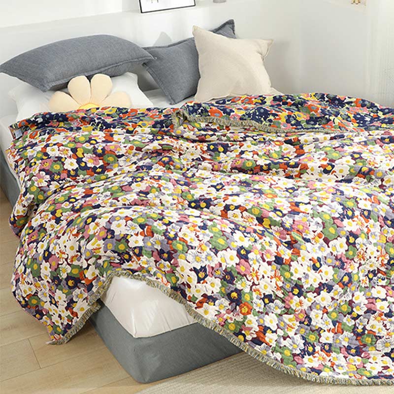 Ownkoti – Couette en coton douce et réversible avec motif floral rustique