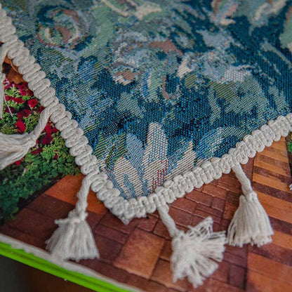 Rideau à pompons de style peinture à l'huile florale