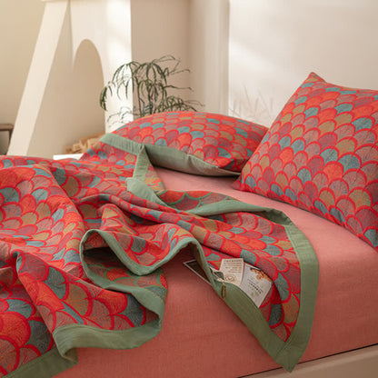 Couette réversible en coton avec des écailles de poisson brillantes