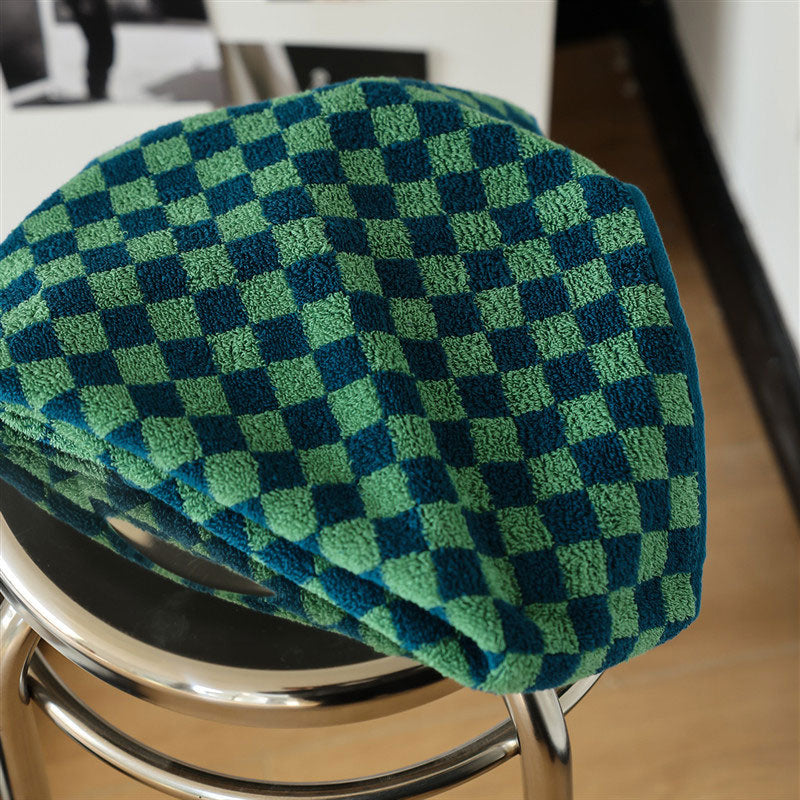 Serviette en coton respirant avec motif damier rétro