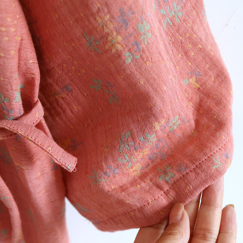 Pyjama peignoir en coton confortable et ample à motif floral