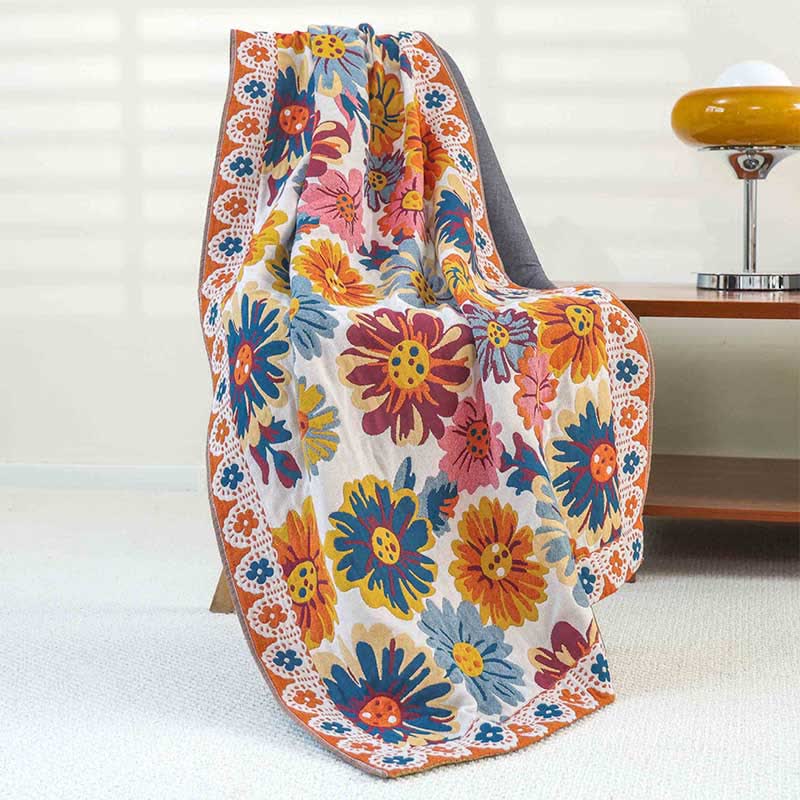 Serviette de bain en coton doux avec des fleurs lumineuses