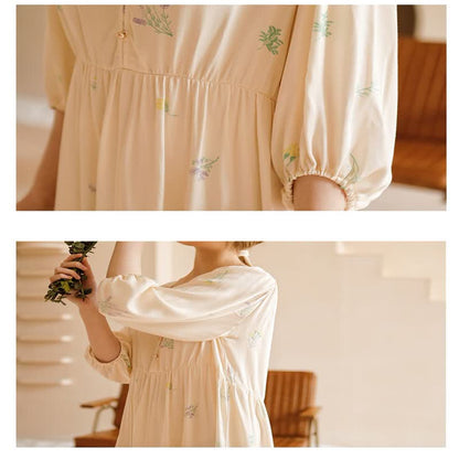 Chemise de nuit en satin douce et confortable de style campagnard