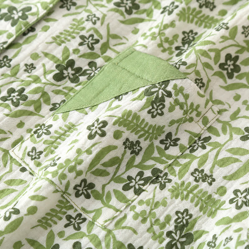 Ensemble de vêtements d'intérieur en coton de style pastoral avec imprimé floral