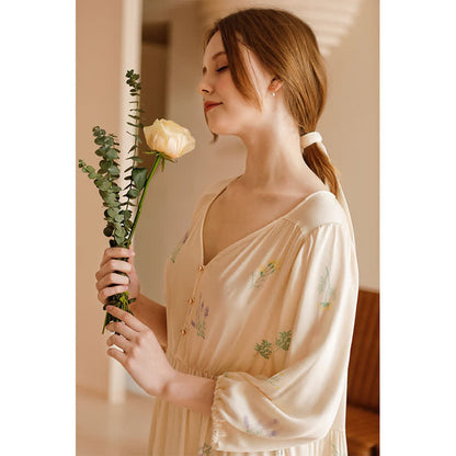 Chemise de nuit en satin douce et confortable de style campagnard