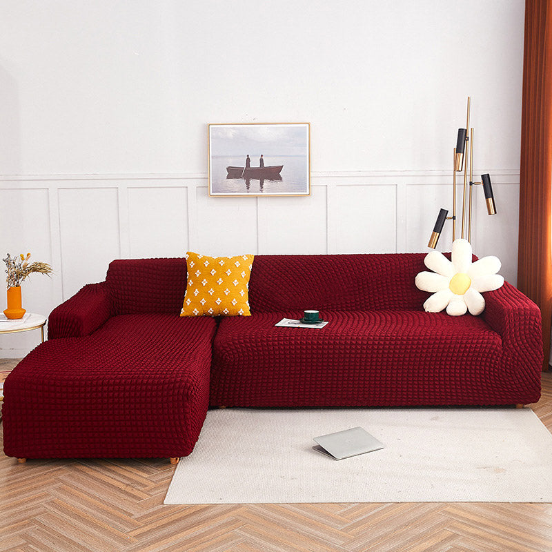 Housse de canapé extensible en seersucker couleur pure Ownkoti