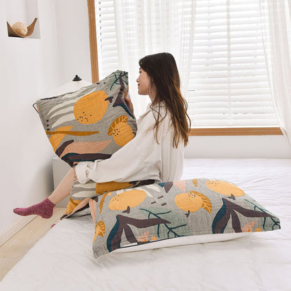 Ownkoti Boho Oreiller, Serviette et Couvre-lit en Coton Imprimé Fruits (2 Pièces)
