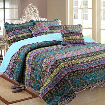 Couette rayée style jacquard avec taie d'oreiller