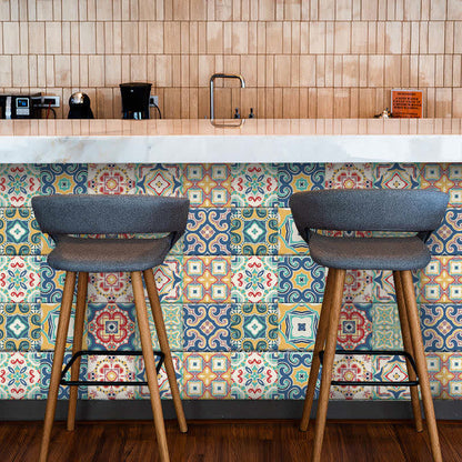 Papier peint et autocollants pour carrelage Ownkoti avec motifs colorés, mixtes, 10 pièces