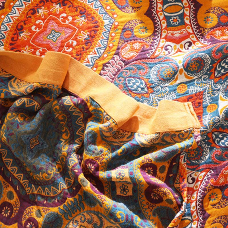 Couette confortable réversible en coton orange foncé