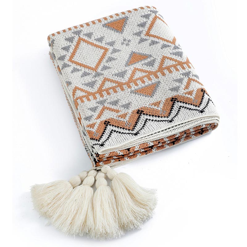 Couverture tricotée douillette Ownkoti avec motif à pompons