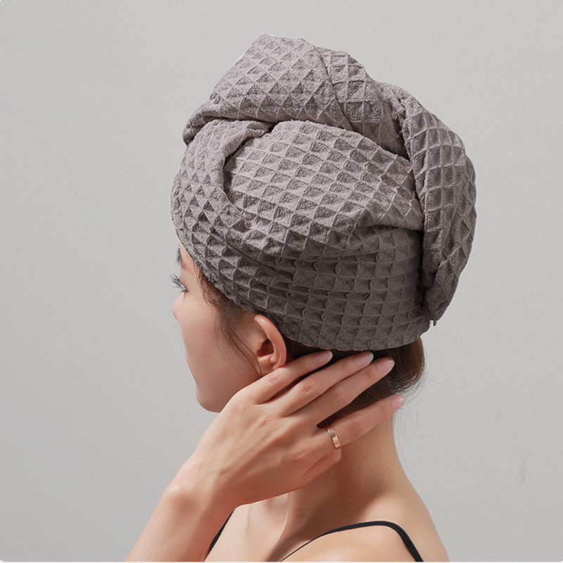 Serviette sèche-cheveux avec motif gaufré et boutons