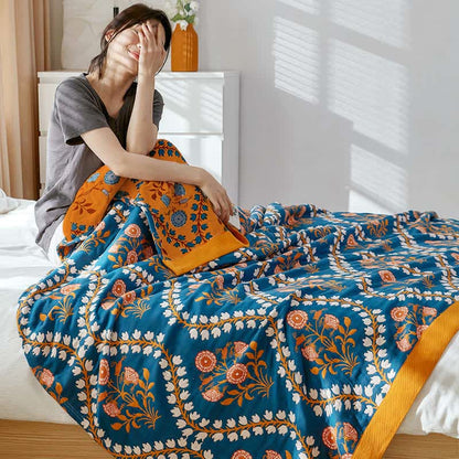 Couette réversible en gaze de coton avec jacinthes des bois