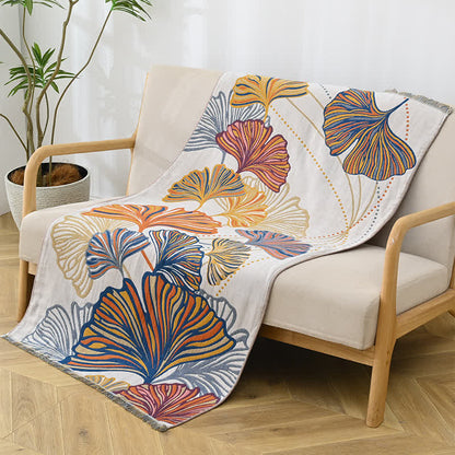 Serviette de bain en coton absorbant avec feuilles de ginkgo