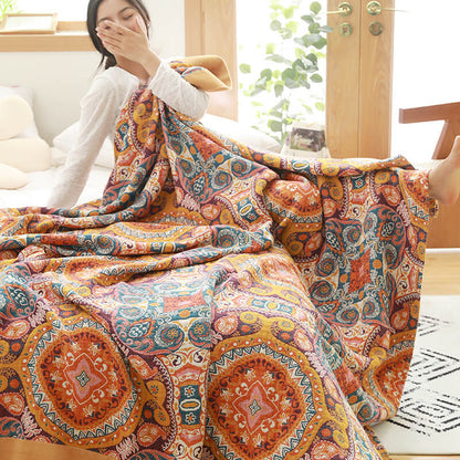 Couette confortable réversible en coton orange foncé