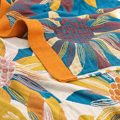 Couette réversible en coton Ownkoti à imprimé floral jaune
