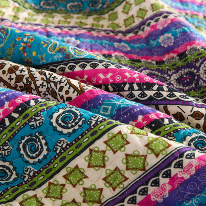 Couette rayée style jacquard avec taie d'oreiller