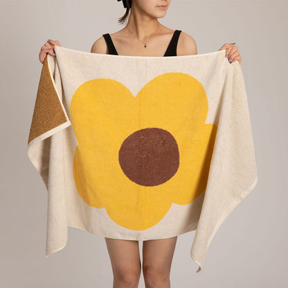 Serviette en coton respirant avec motif floral et design en blocs de couleurs