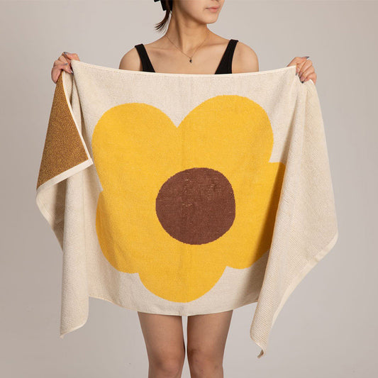 Serviette en coton respirant avec motif floral et design en blocs de couleurs