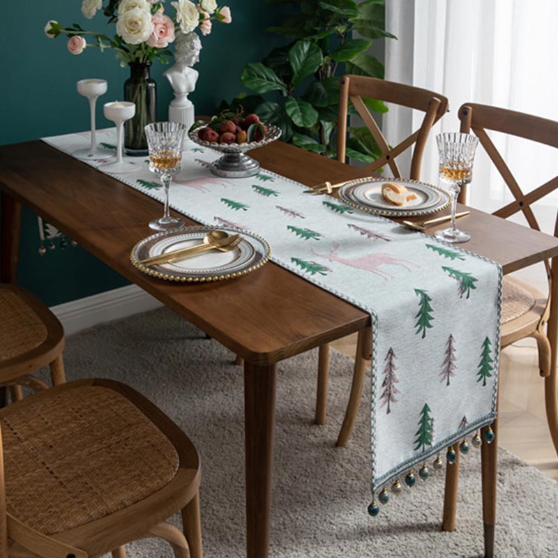 Chemin de table de Noël Ownkoti avec pompon