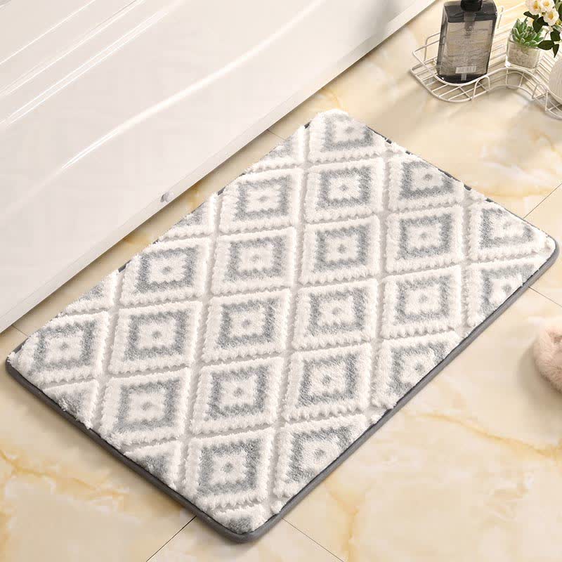 Tapis de bain doux et antidérapant avec grille en losanges