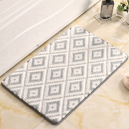 Tapis de bain doux et antidérapant avec grille en losanges