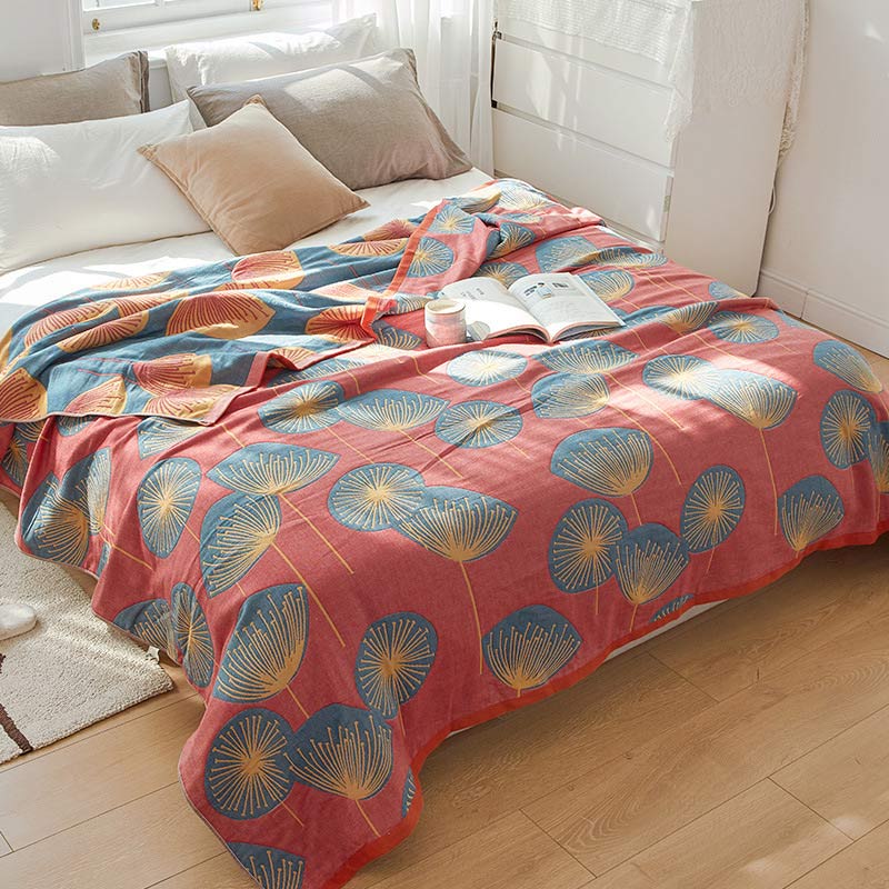 Couette réversible en coton à imprimé pissenlit