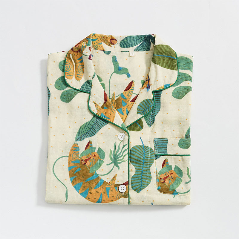 Ensemble de vêtements de détente à motif de plantes tigrées mignonnes