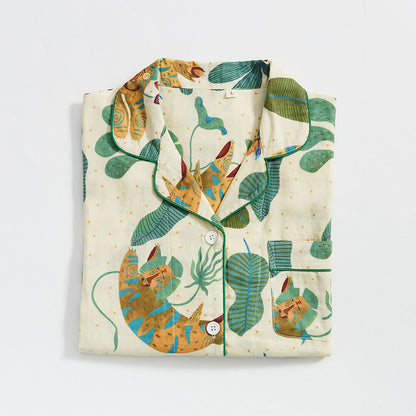 Ensemble de vêtements de détente à motif de plantes tigrées mignonnes