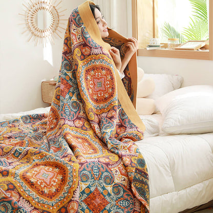 Couette confortable réversible en coton orange foncé