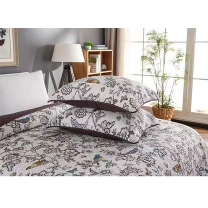 Couette avec fleurs printanières et oiseaux et taie d'oreiller