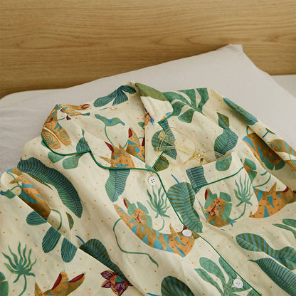 Ensemble de vêtements de détente à motif de plantes tigrées mignonnes