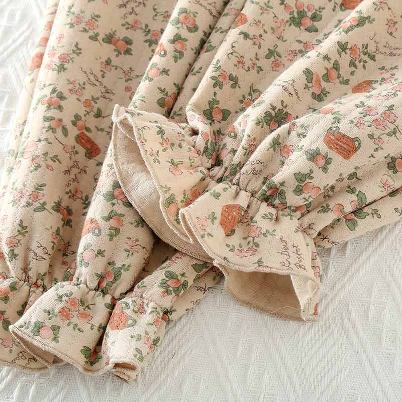 Ensemble de vêtements de détente en coton de style roseraie vintage