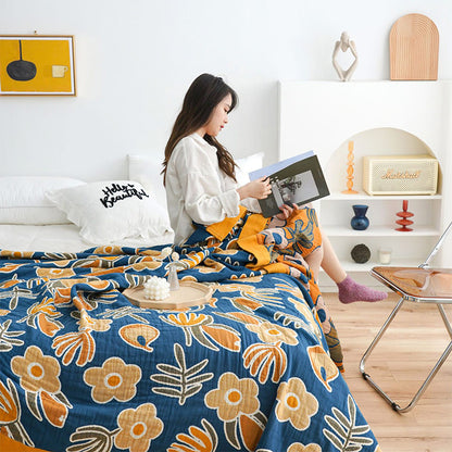Couette double face en coton à motif floral