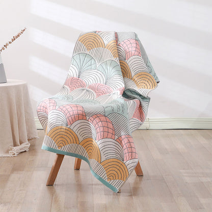 Serviette de plage Ownkoti en coton jacquard avec imprimé coquillage