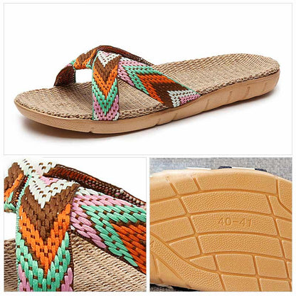 Chaussons antidérapants en lin Boho Cross