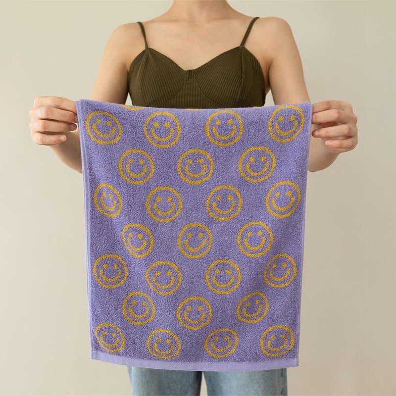 Ownkoti – Serviette en coton peigné doux avec un motif souriant