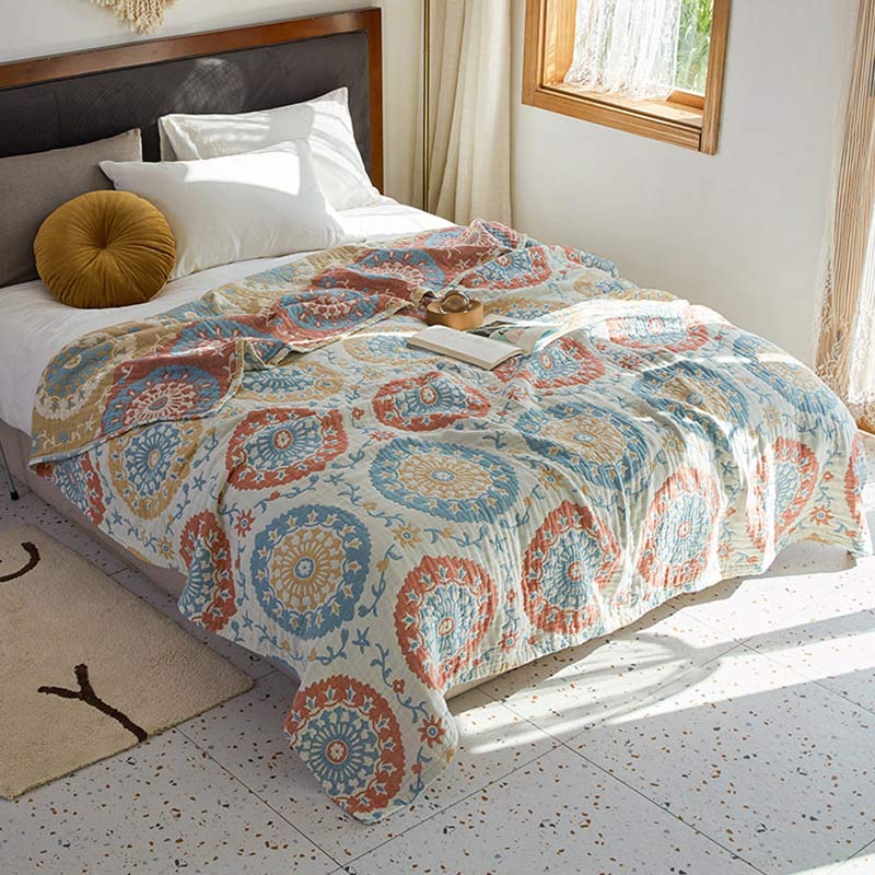 Couette double face en coton à motif circulaire
