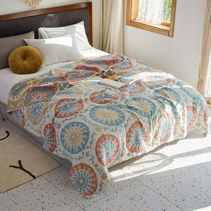 Couette double face en coton à motif circulaire