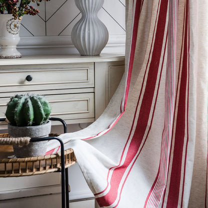 Rideaux en coton et lin rayés Colorblock Ownkoti
