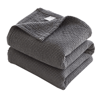 Couette réversible en coton à motif quadrillé uni